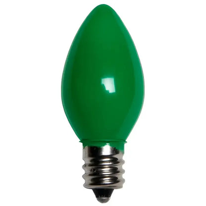 C7 Incandescent Christmas Light Bulbs Green Opaque Pack of 25 - Christmas Lights