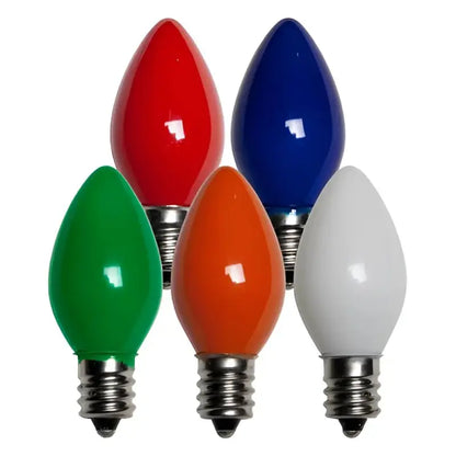 C7 Incandescent Christmas Light Bulbs Multicolor Opaque Pack of 25 - Christmas Lights