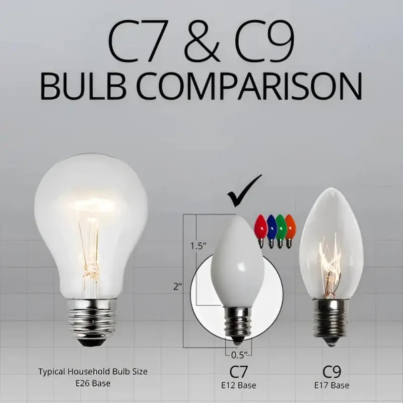 C7 Incandescent Christmas Light Bulbs Multicolor Opaque Pack of 25 - Christmas Lights