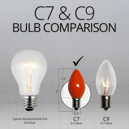 C7 Incandescent Christmas Light Bulbs Orange Opaque Pack of 25 - Christmas Lights