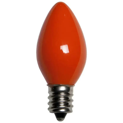 C7 Incandescent Christmas Light Bulbs Orange Opaque Pack of 25 - Christmas Lights