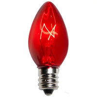 C7 Incandescent Christmas Light Bulbs, Red, Transparent, Pack of 25