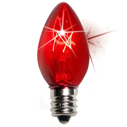 C7 Incandescent Christmas Light Bulbs Red TWINKLE Transparent Pack of 25 - Christmas Lights