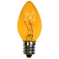 C7 Incandescent Christmas Light Bulbs, Yellow, Transparent, Pack of 25