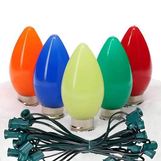C7 Multicolor Smooth ProCore LED Christmas Light Bulb String Light Set 25 Lights 25’ Christmas Lights