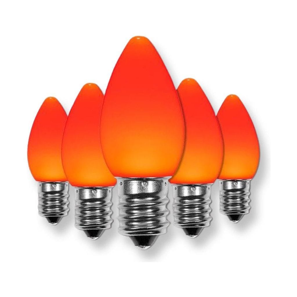 C7 Orange LED Christmas Light Bulbs, Opaque, Pack of 25 - The