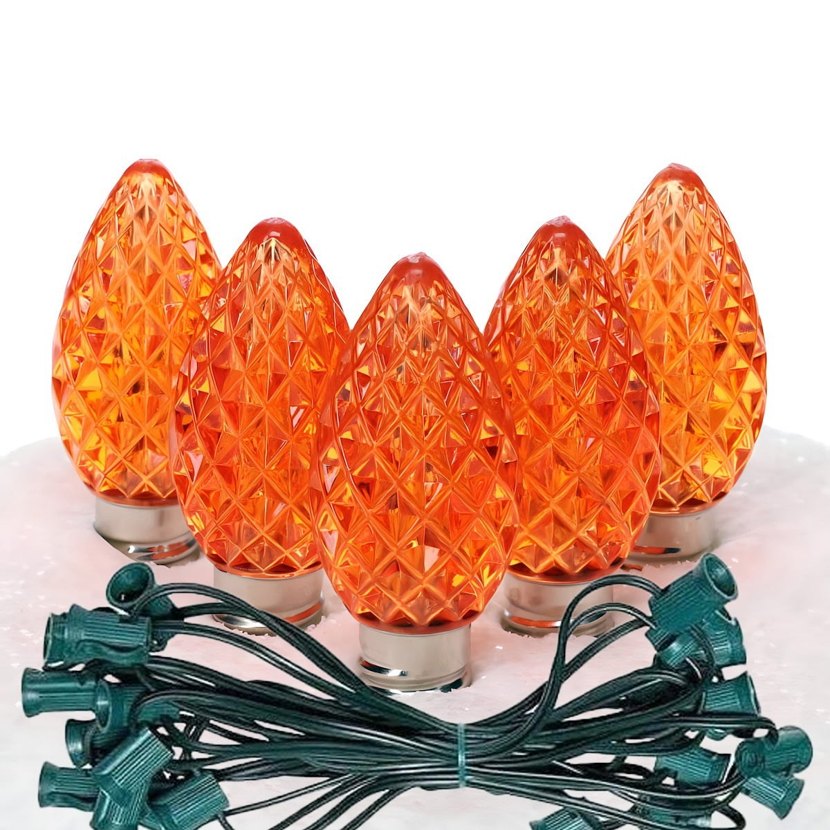 C7 Orange ProCore LED Christmas Light Bulb String Light Set 25 Lights 25’ - Christmas Lights