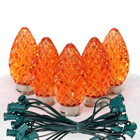 C7 Orange Faceted ProCore® LED Christmas Light Bulb String Light Set, 25 Lights, 25'