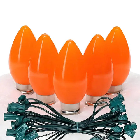 C7 Orange Smooth ProCore® LED Christmas Light Bulb String Light Set 25 Lights 25’ - Christmas Lights
