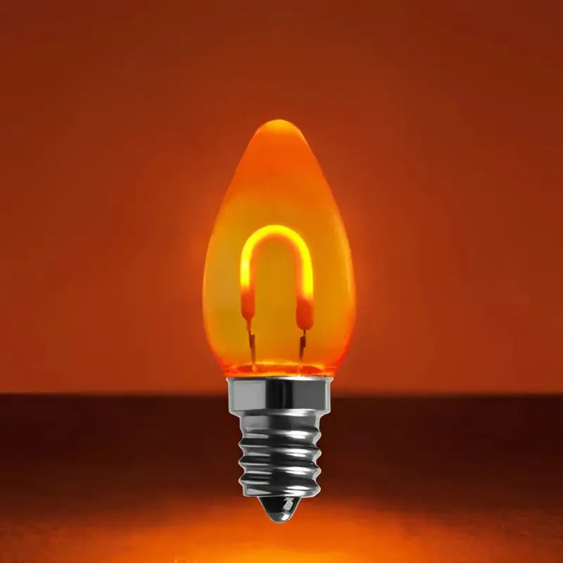 C7 Orange Transparent Shatterproof LED Filament Vintage Christmas Light Bulb Pack of 5 - Christmas Lights