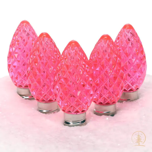 C7 Pink ProCore LED Christmas Light Bulbs Faceted Pack of 25 - Christmas Lights
