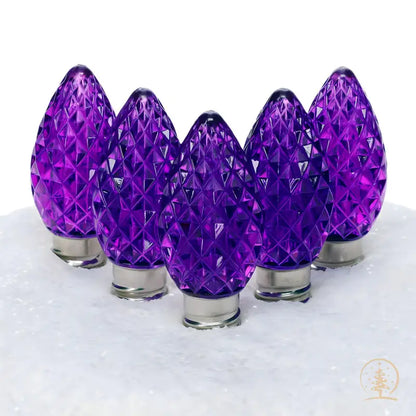 C7 Purple ProCore LED Christmas Light Bulbs Faceted Pack of 25 - Christmas Lights