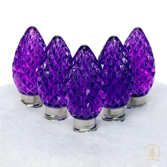 C7 Purple ProCore LED Christmas Light Bulbs Faceted Pack of 25 - Christmas Lights