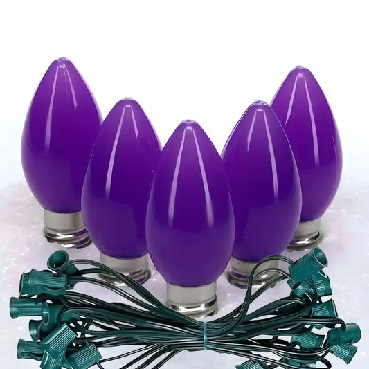 C7 Purple Smooth ProCore LED Christmas Light Bulb String Light Set 25 Lights 25’ Christmas Lights