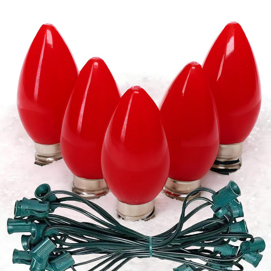 C7 Red ProCore LED Christmas Light Bulb String Light Set Opaque 25 Lights 25’ - Christmas Lights