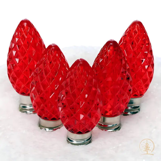 C7 Red ProCore LED Christmas Light Bulbs Faceted Pack of 25 - Christmas Lights