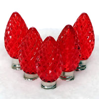 C7 Red Faceted ProCore® LED Christmas Light Bulbs