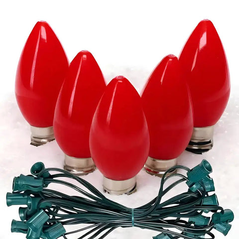 C7 Red Smooth ProCore® LED Christmas Light Bulb String Light Set 25 Lights 25’ - Christmas Lights