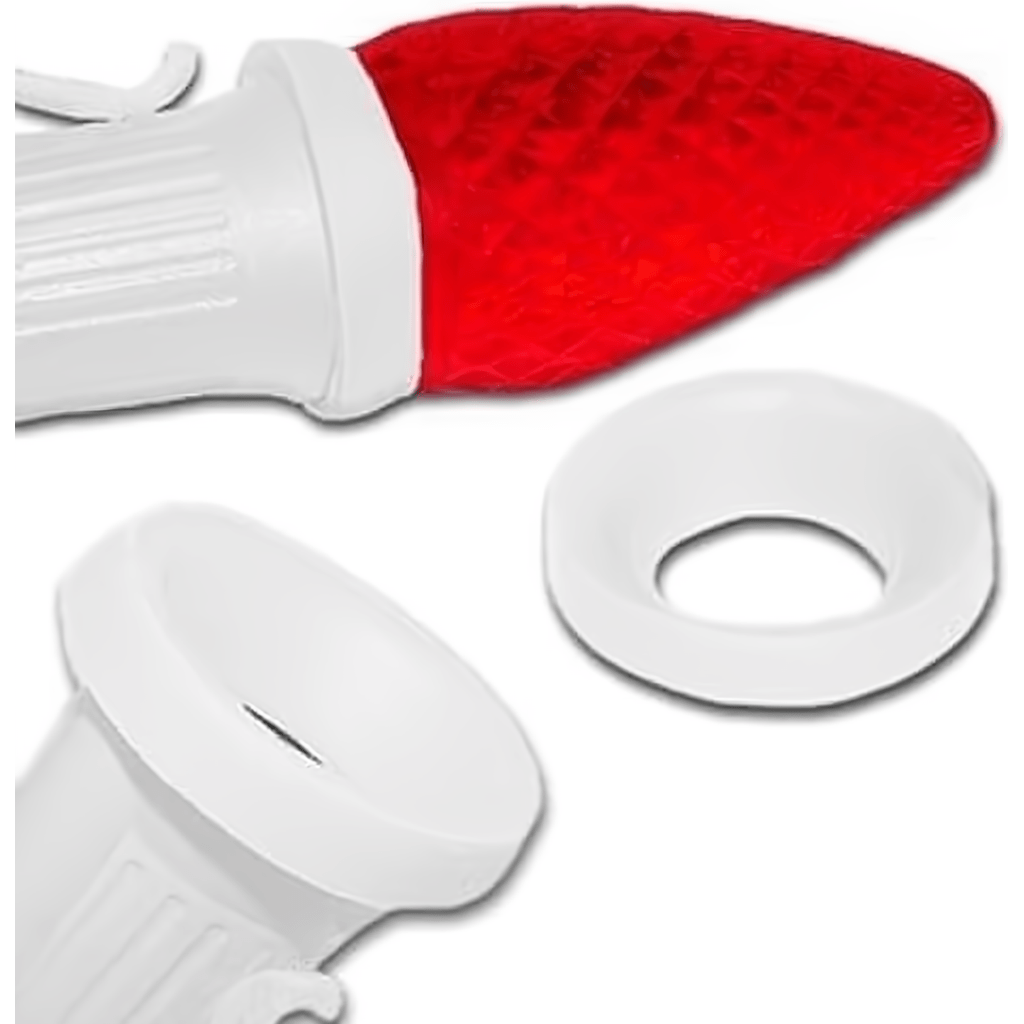 C7 Socket Seal, E12 Base, Rubber O-Ring, Bag of 100, White - The Christmas Light Emporium