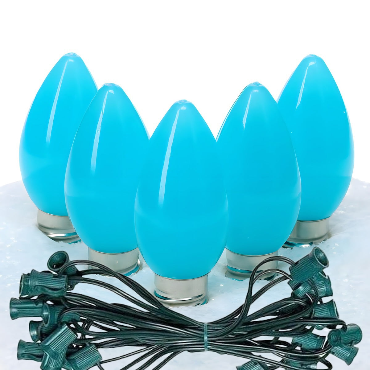 C7 Teal ProCore LED Christmas Light Bulb String Light Set Opaque 25 Lights 25’ - Christmas Lights