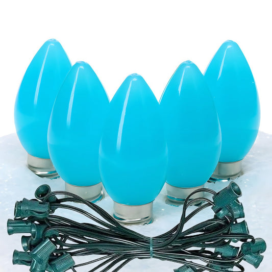 C7 Teal ProCore LED Christmas Light Bulb String Light Set Opaque 25 Lights 25’ - Christmas Lights