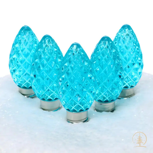 C7 Teal ProCore LED Christmas Light Bulbs Faceted Pack of 25 - Christmas Lights