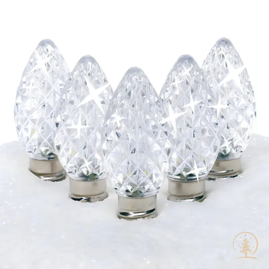 C7 Twinkle Cool White ProCore LED Christmas Light Bulbs Faceted Pack of 25 - Christmas Lights