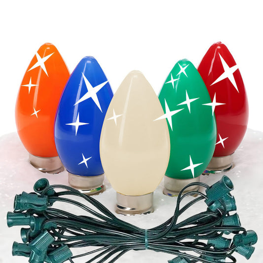 C7 Twinkle Multicolor ProCore LED Christmas Light Bulb String Light Set Opaque 25 Lights 25’ - Christmas Lights