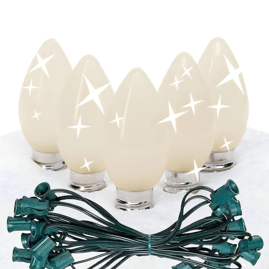 C7 Twinkle Warm White ProCore LED Christmas Light Bulb String Light Set Opaque 25 Lights 25’ - Christmas Lights