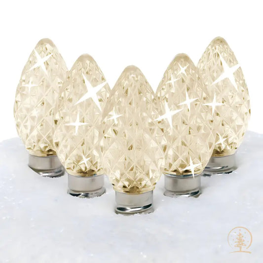 C7 Twinkle Warm White ProCore LED Christmas Light Bulbs Faceted Pack of 25 - Christmas Lights