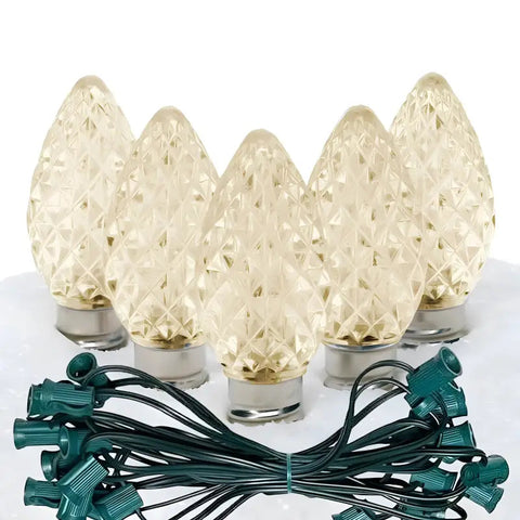 C7 Warm White Faceted ProCore® LED Christmas Light Bulb String Light Set 25 Lights 25’ - Christmas Lights