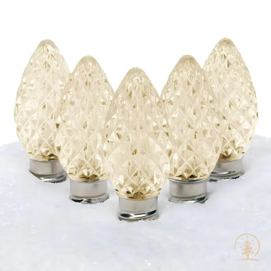 C7 Warm White ProCore LED Christmas Light Bulbs Faceted Pack of 25 - Christmas Lights