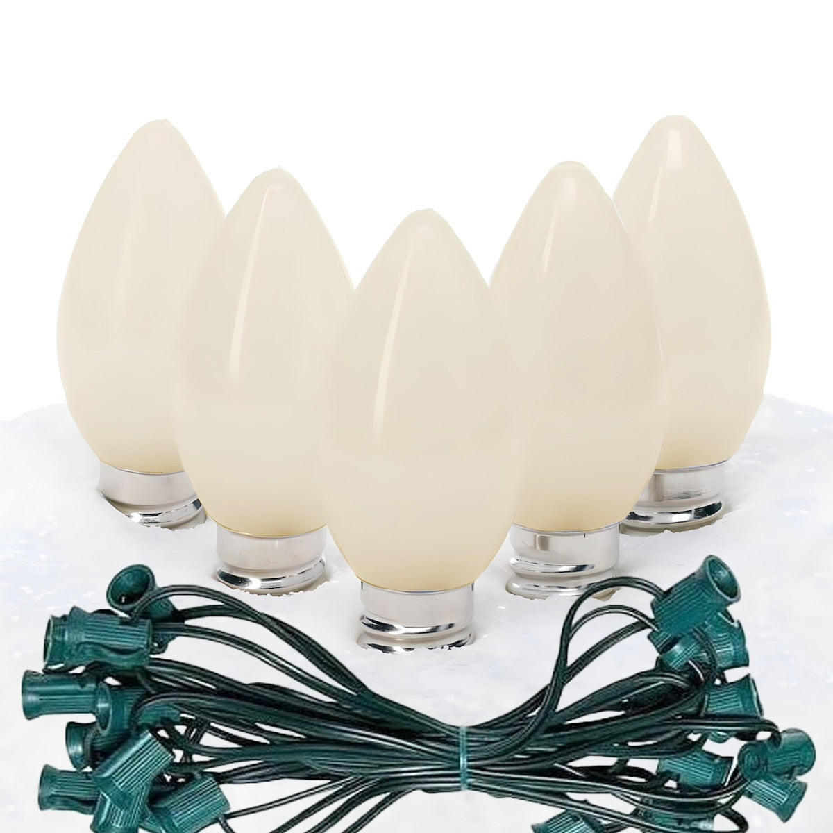 C7 Warm White Smooth ProCore LED Christmas Light Bulb String Light Set 25 Lights 25’ - Christmas Lights