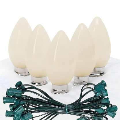 C7 Warm White Smooth ProCore LED Christmas Light Bulb String Light Set 25 Lights 25’ - Christmas Lights