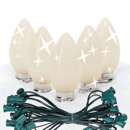 C7 Warm White Twinkle Smooth ProCore LED Christmas Light Bulb String Light Set 25 Lights 25’ - Christmas Lights