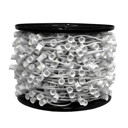 C9 Christmas Light Socket Spool Light Line 500’ 18’’ Spacing White Wire - Christmas Light Installation Accessories