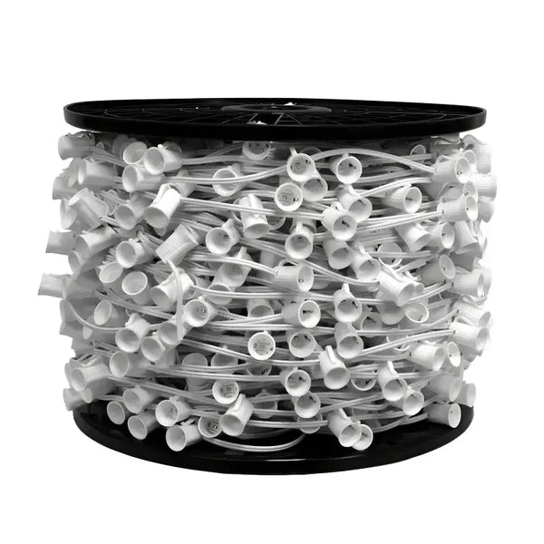 Lite-Netics C9 Magnetic Christmas Light Socket Spool, 250', 15" Spacing, SPT1, White Wire