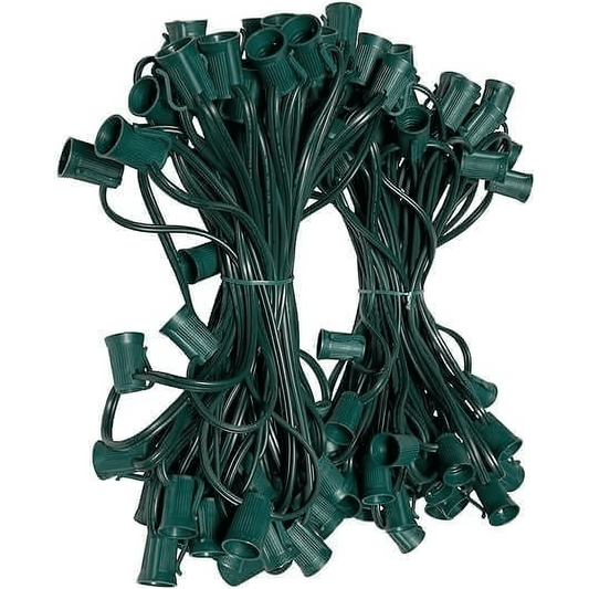 C9 Christmas Light Stringer, 100', 12" Spacing, Green Wire - The Christmas Light Emporium