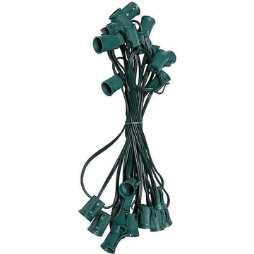 C9 Christmas Light Stringer, 25', 12" Spacing, Green Wire - The Christmas Light Emporium