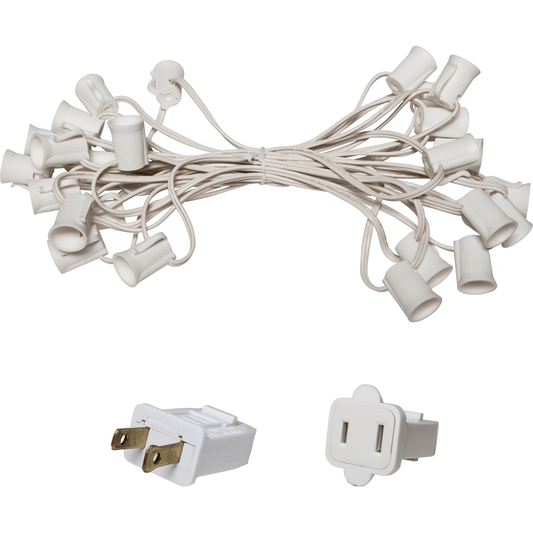 C9 Christmas Light Stringer 25’ 12’’ Spacing White Wire - Christmas Light Installation Accessories