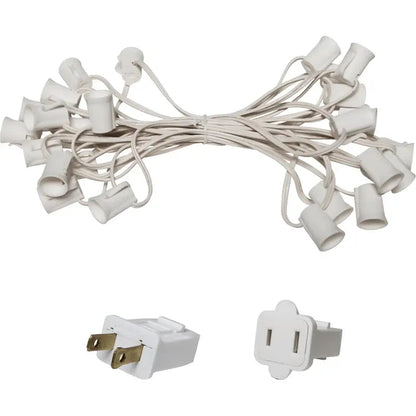 C9 Christmas Light Stringer 25’ 6’’ Spacing White Wire - Christmas Light Installation Accessories