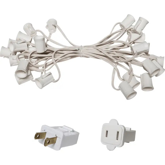 C9 Christmas Light Stringer 25’ 6’’ Spacing White Wire - Christmas Light Installation Accessories