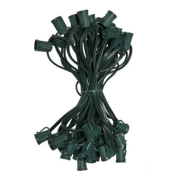 C9 Christmas Light Stringer, 50', 12" Spacing, Green Wire - The Christmas Light Emporium