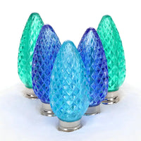 C9 ColorSplash Bahamas - Blue, Green, Teal Faceted ProCore® LED Christmas Light Bulbs