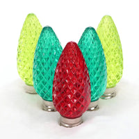 C9 ColorSplash Holly - Red, Green, Lime Green Faceted ProCore® LED Christmas Light Bulbs