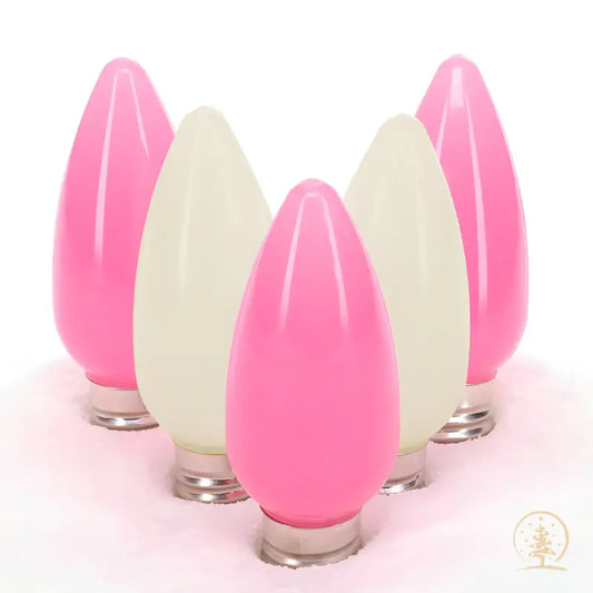 C9 ColorSplash Pink Taffy LED Christmas Light Bulbs Opaque 25 Lights 25’ - Christmas Lights