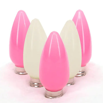 C9 ColorSplash Pink Taffy Warm White Pink Smooth LED Christmas Light Bulbs - Christmas Lights