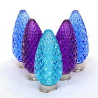 C9 ColorSplash Stardust - Blue, Purple, Teal Faceted ProCore® LED Christmas Light Bulbs