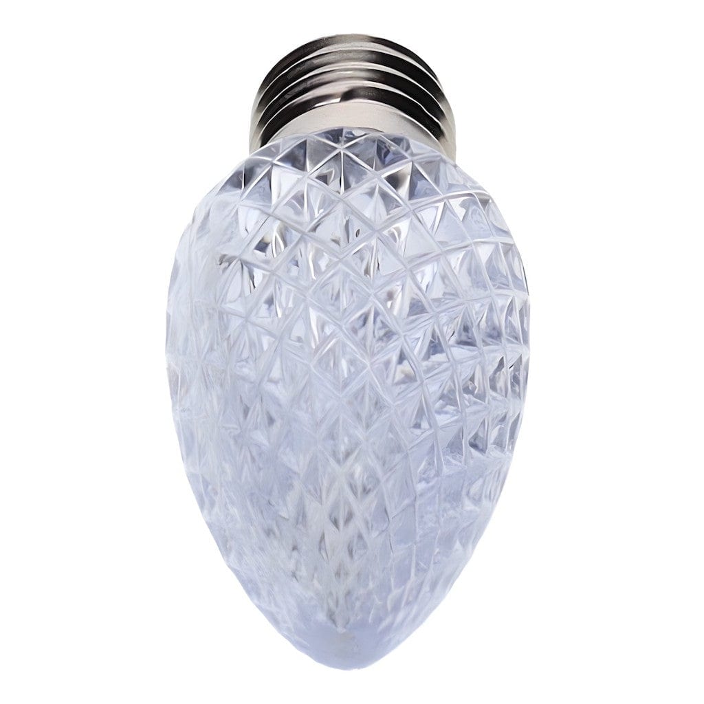 C9 Cool White LED Christmas Light Bulbs Faceted Pack of 25 The