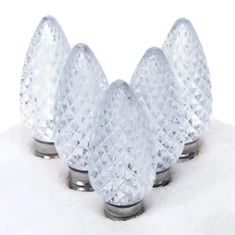 C9 Cool White Faceted ProCore® LED Christmas Light Bulbs - Christmas Lights